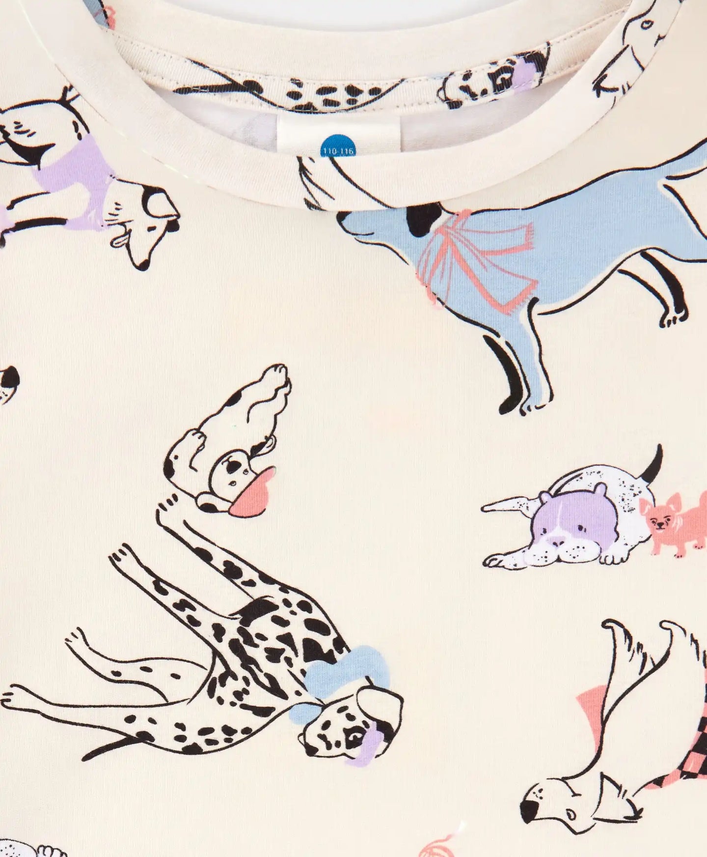 Pijamale cu joggeri și tricou cu mânecă lungă, cu imprimeu, crem, pentru fată, Button Blue