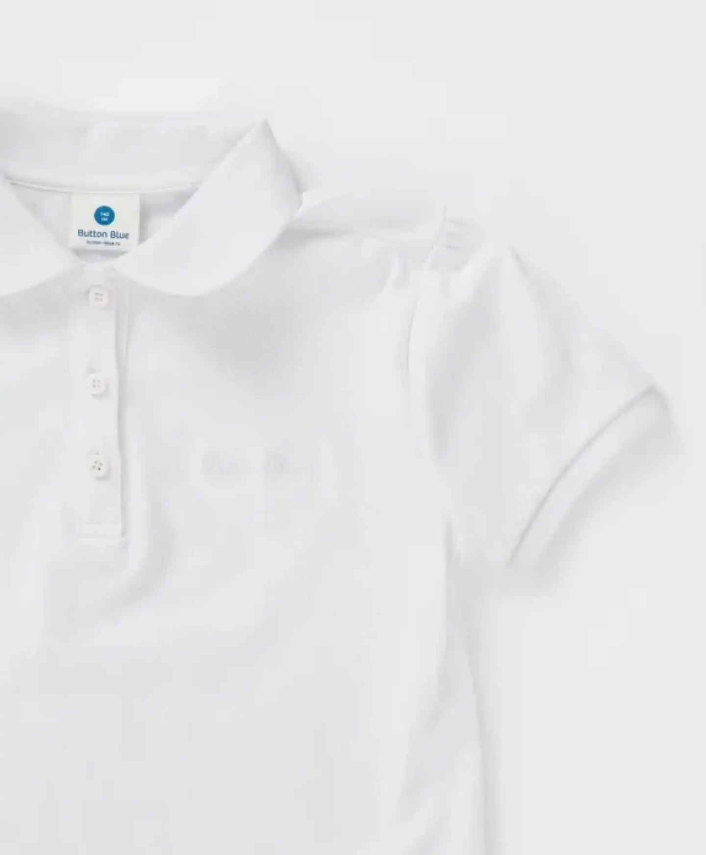 Polo cu guler și mânecă scurtă, alb, Button Blue