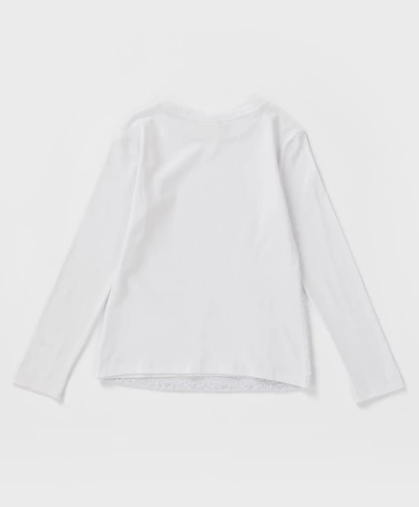 Bluză cu mânecă lungă și dantelă, albă, Button Blue