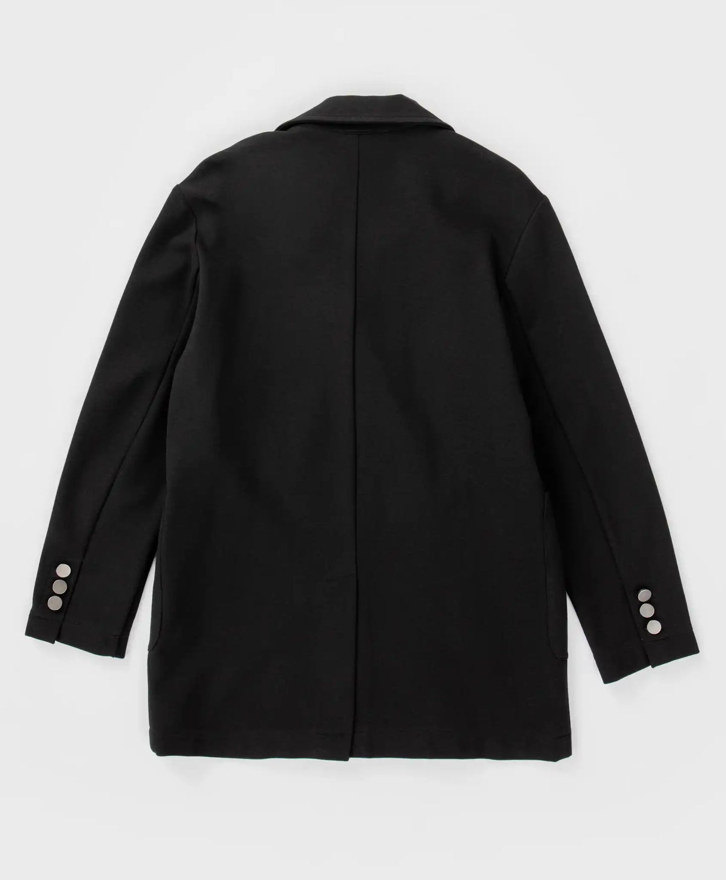 Sacou oversized cu două rânduri de nasturi și buzunare, negru Button Blue