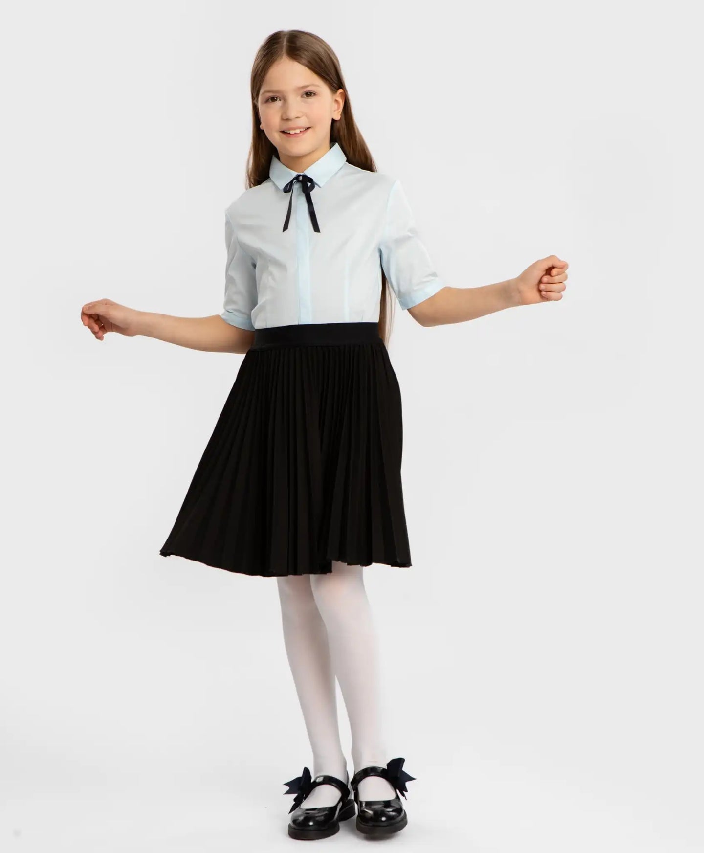 Cămașă cu mărgele perlate pe guler, albastră, Button Blue