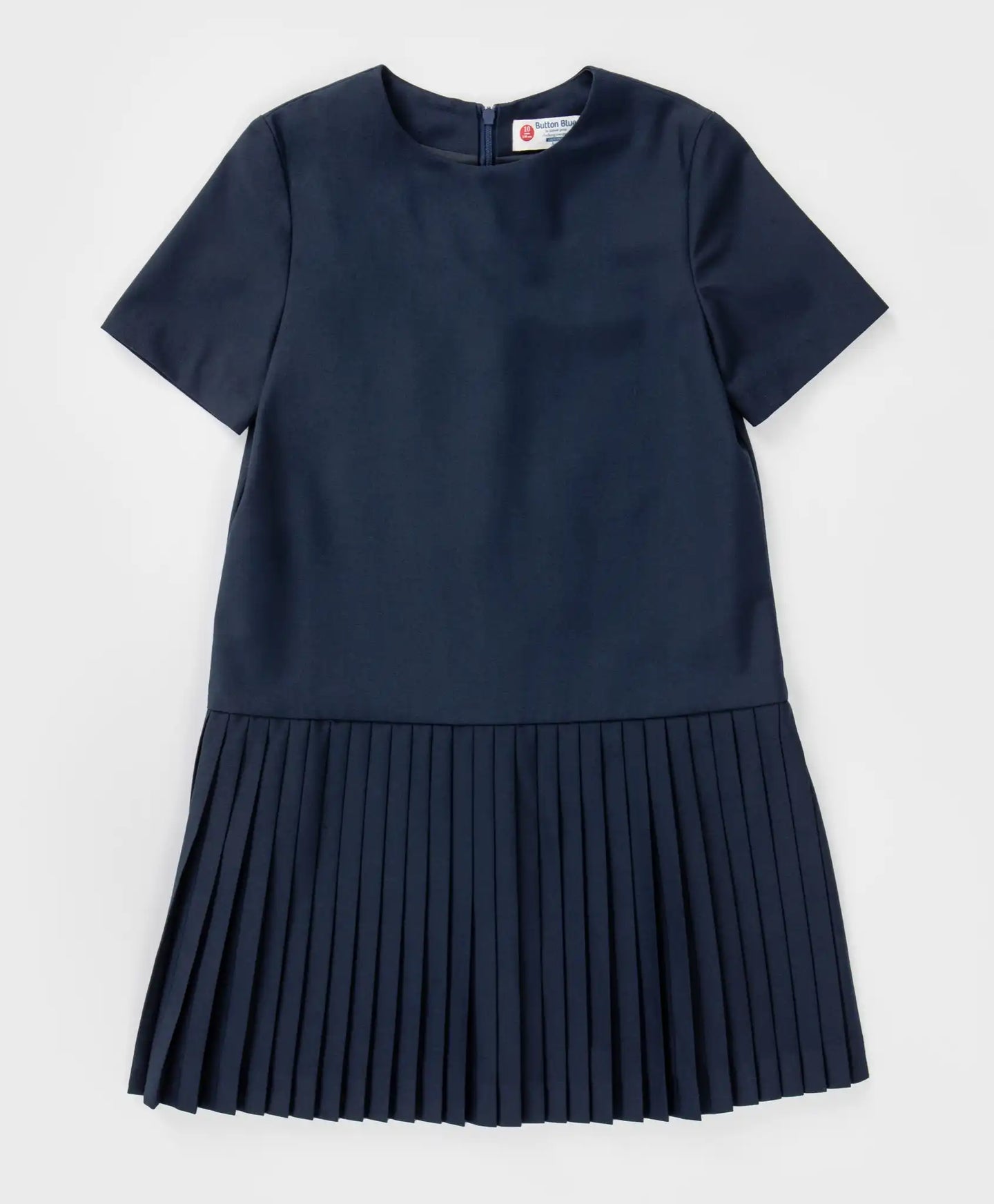 Rochie cu fustă plisată, albastră, Button Blue