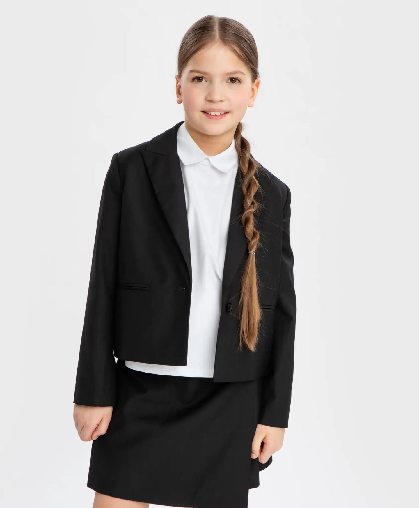 Sacou scurt, drept, negru Button Blue