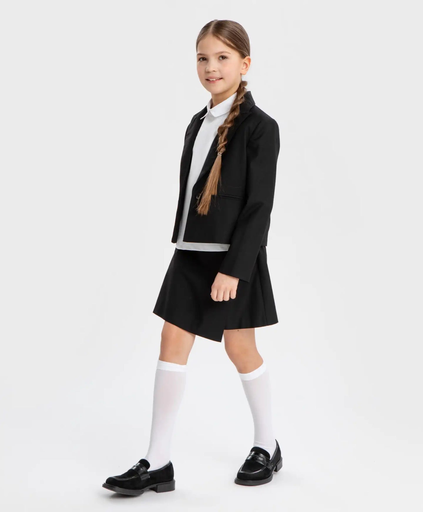 Sacou scurt, drept, negru Button Blue