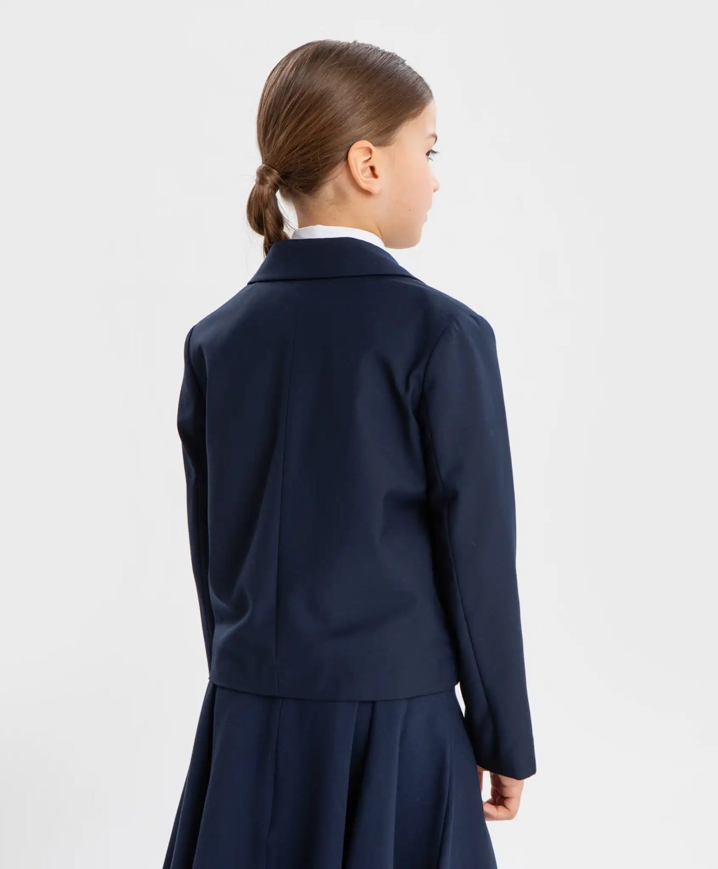 Sacou scurt, drept, cu un singur rând de nasturi, albastru Button Blue