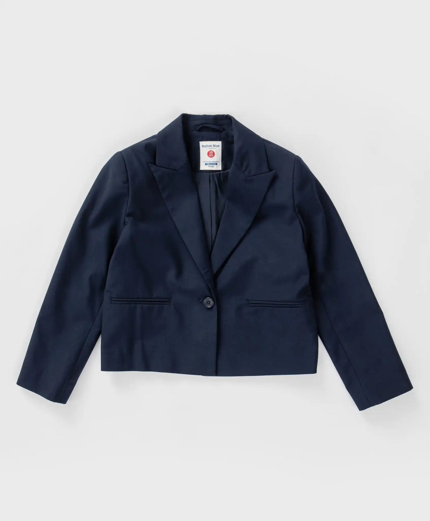 Sacou scurt, drept, cu un singur rând de nasturi, albastru Button Blue