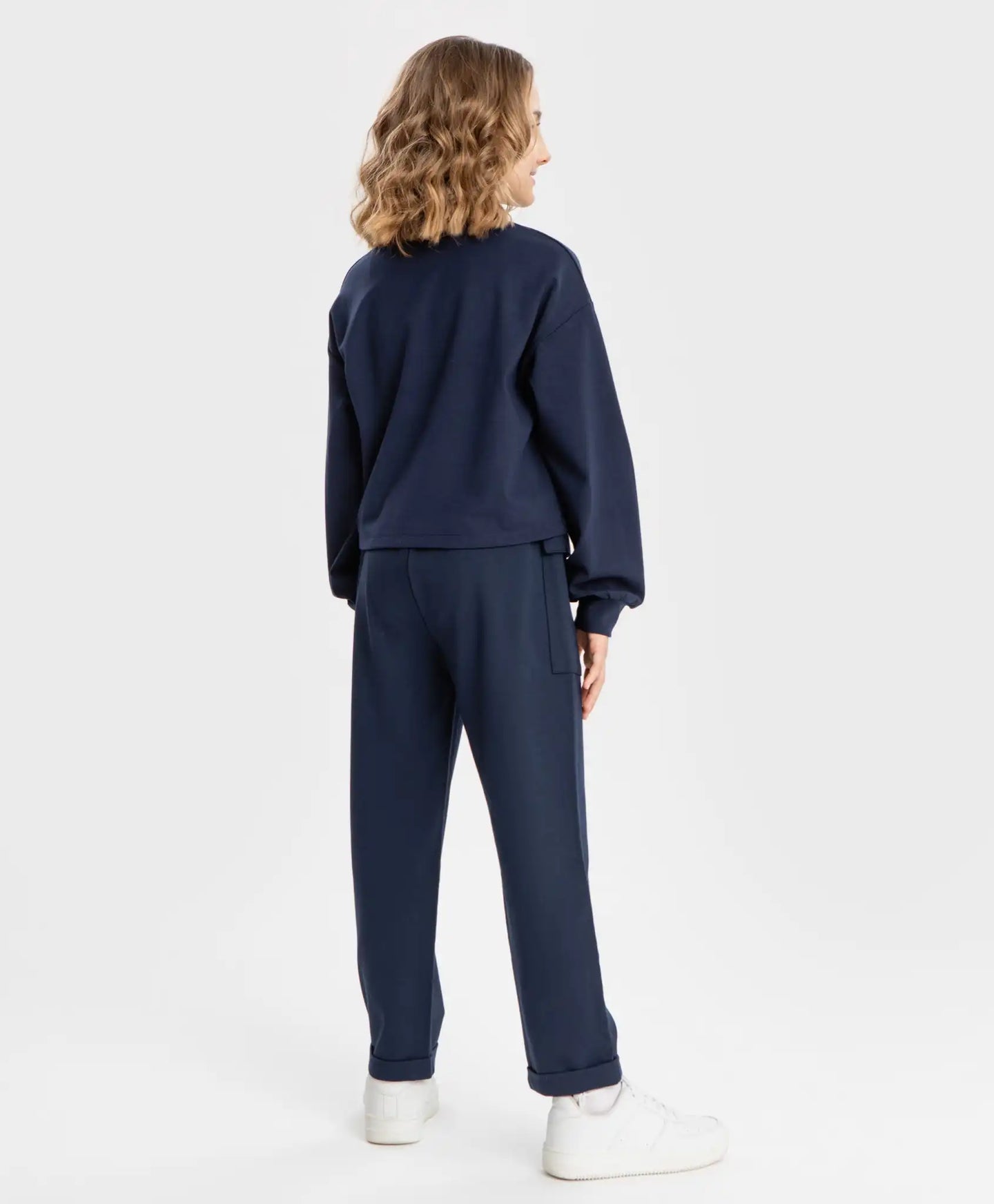 Pantaloni cu craci largi și buzunare, albaștri, Button Blue