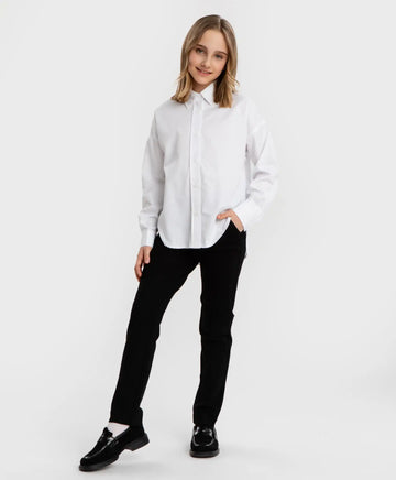 Pantaloni clasici, cu dungi presate, negri, Button Blue