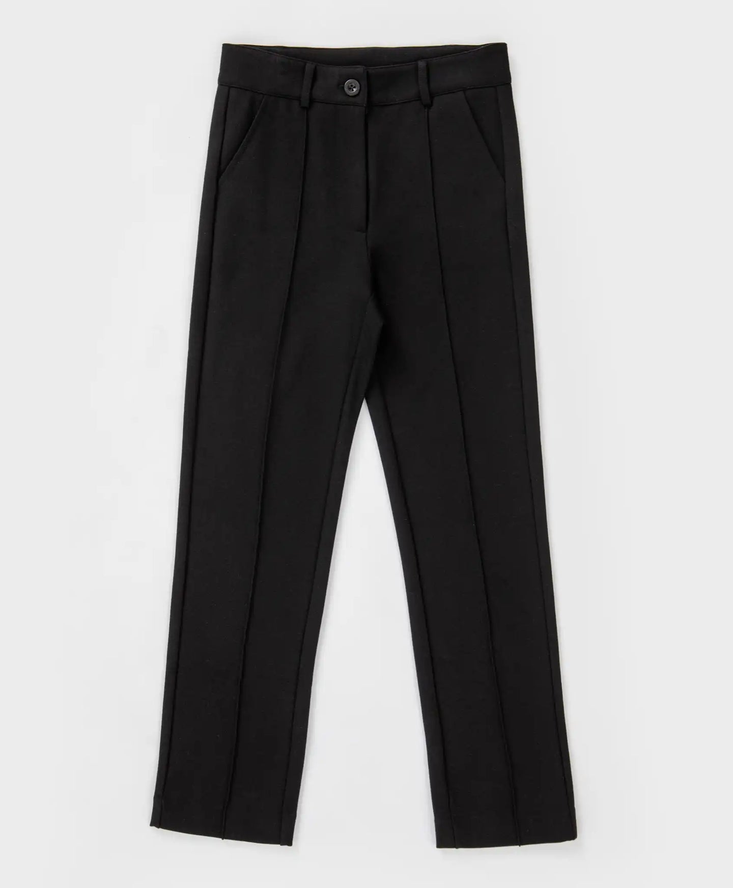 Pantaloni clasici, cu dungi presate, negri, Button Blue