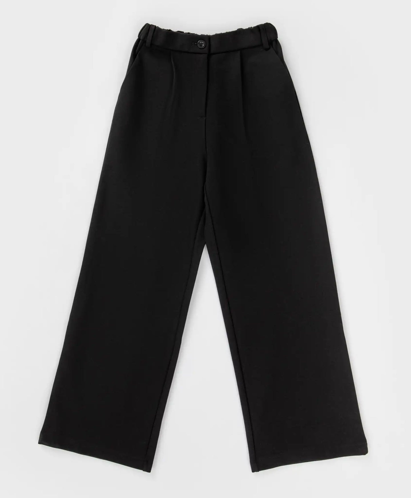 Pantaloni palazzo cu pliuri, negri, Button Blue