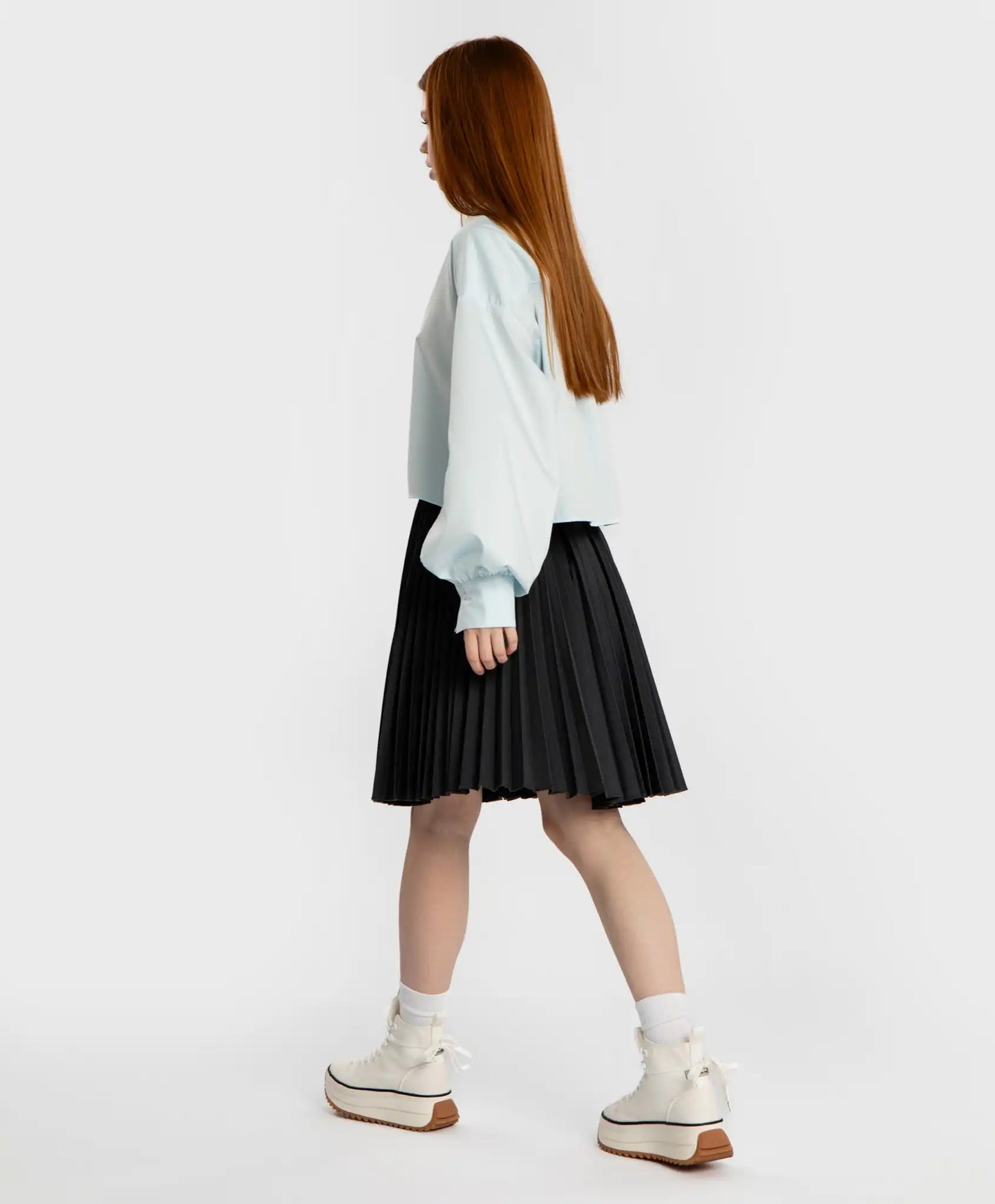 Fustă plisată cu efect gofrat, gri, Button Blue