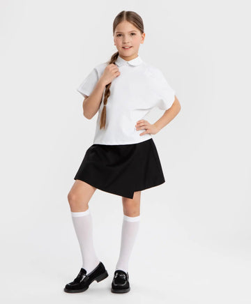 Fustă-pantalon cu suprapunere, neagră, Button Blue