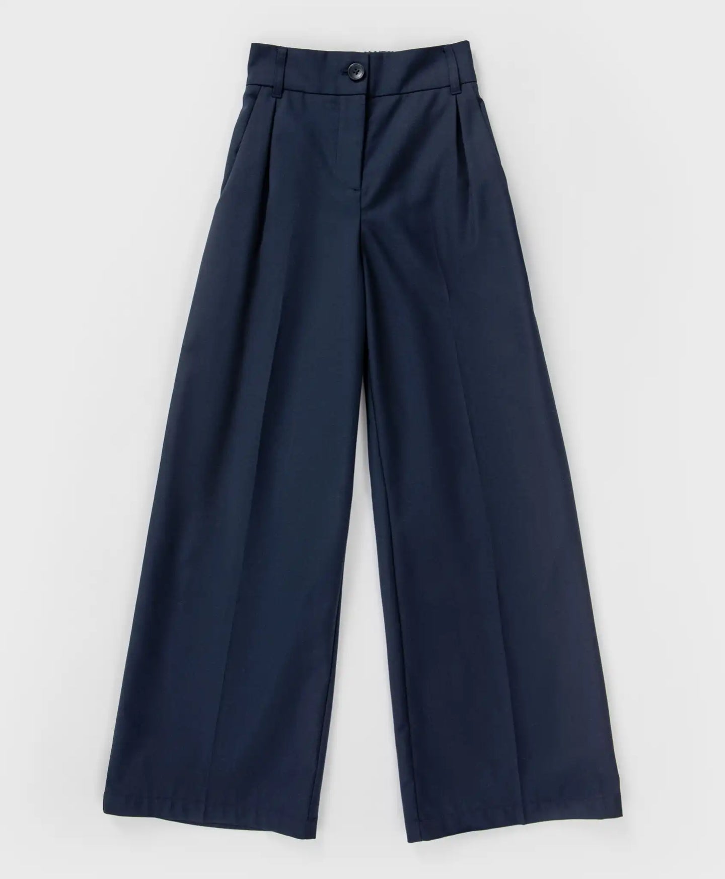 Pantaloni palazzo cu pliuri, albaștri, Button Blue