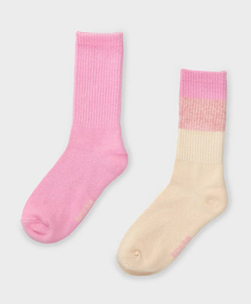 Set de două perechi de șosete înalte, multicolore, pentru fată, Button Blue