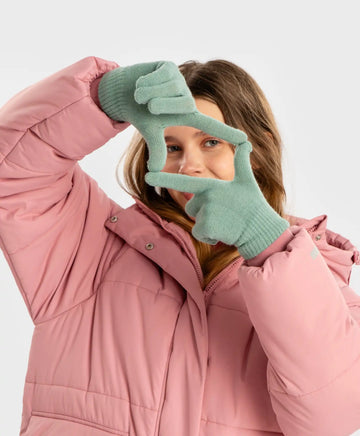 Mănuși tricotate verzi pentru copii, Button Blue