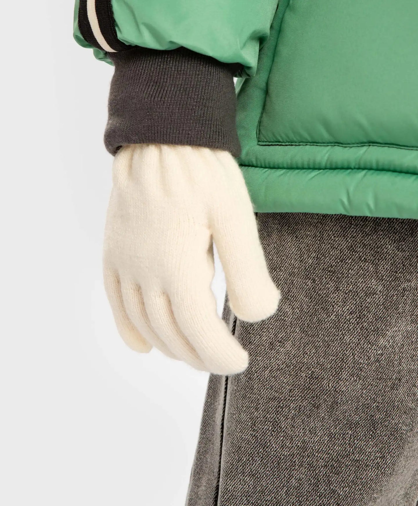 Mănuși tricotate crem pentru copii, Button Blue