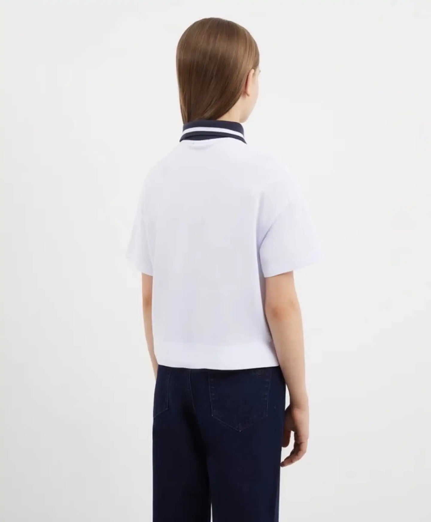 Polo oversize, cu mânecă scurtă, alb, pentru fată, Gulliver