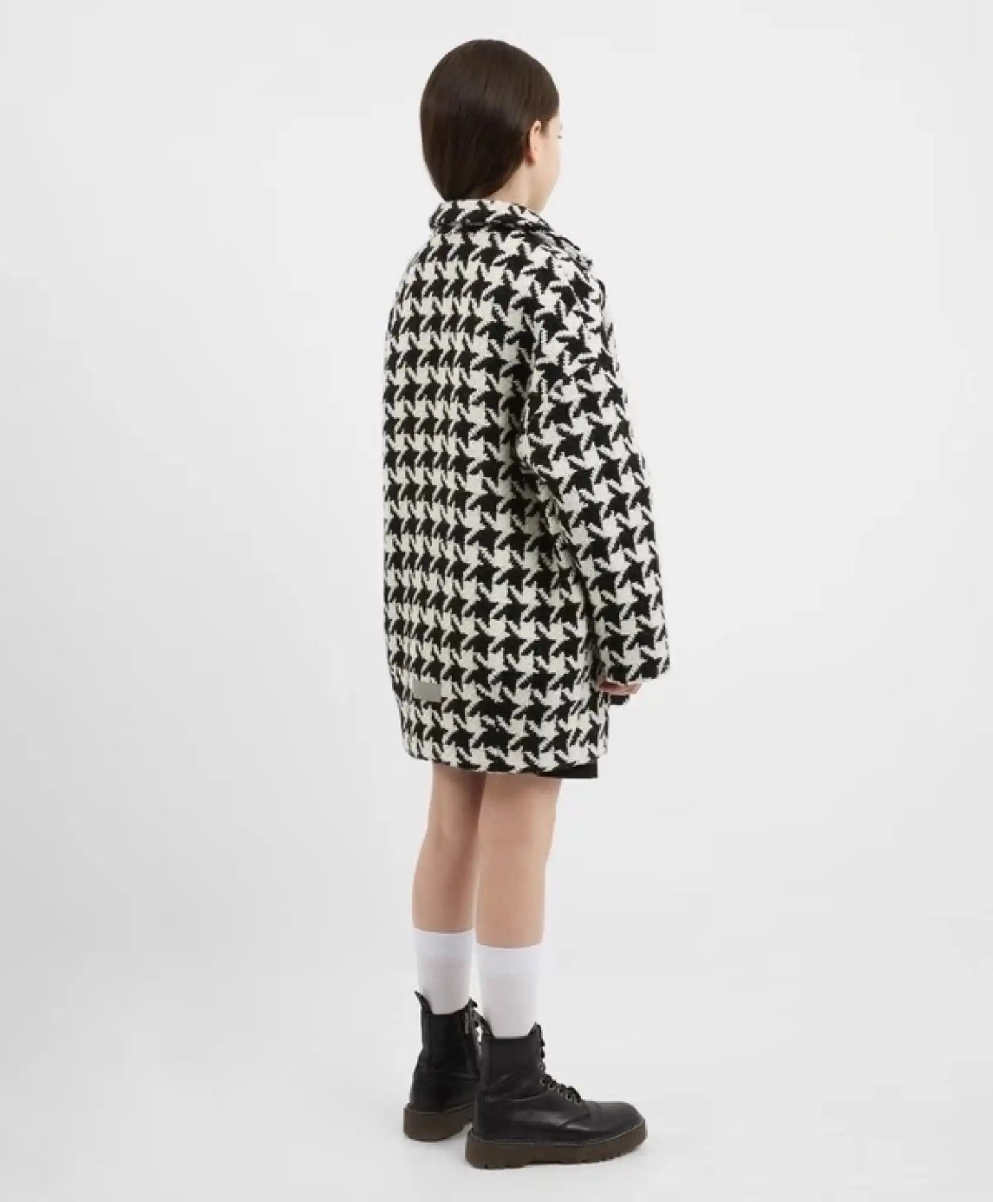 Palton cu model "pie-de-poule", alb-negru pentru fete, Gulliver