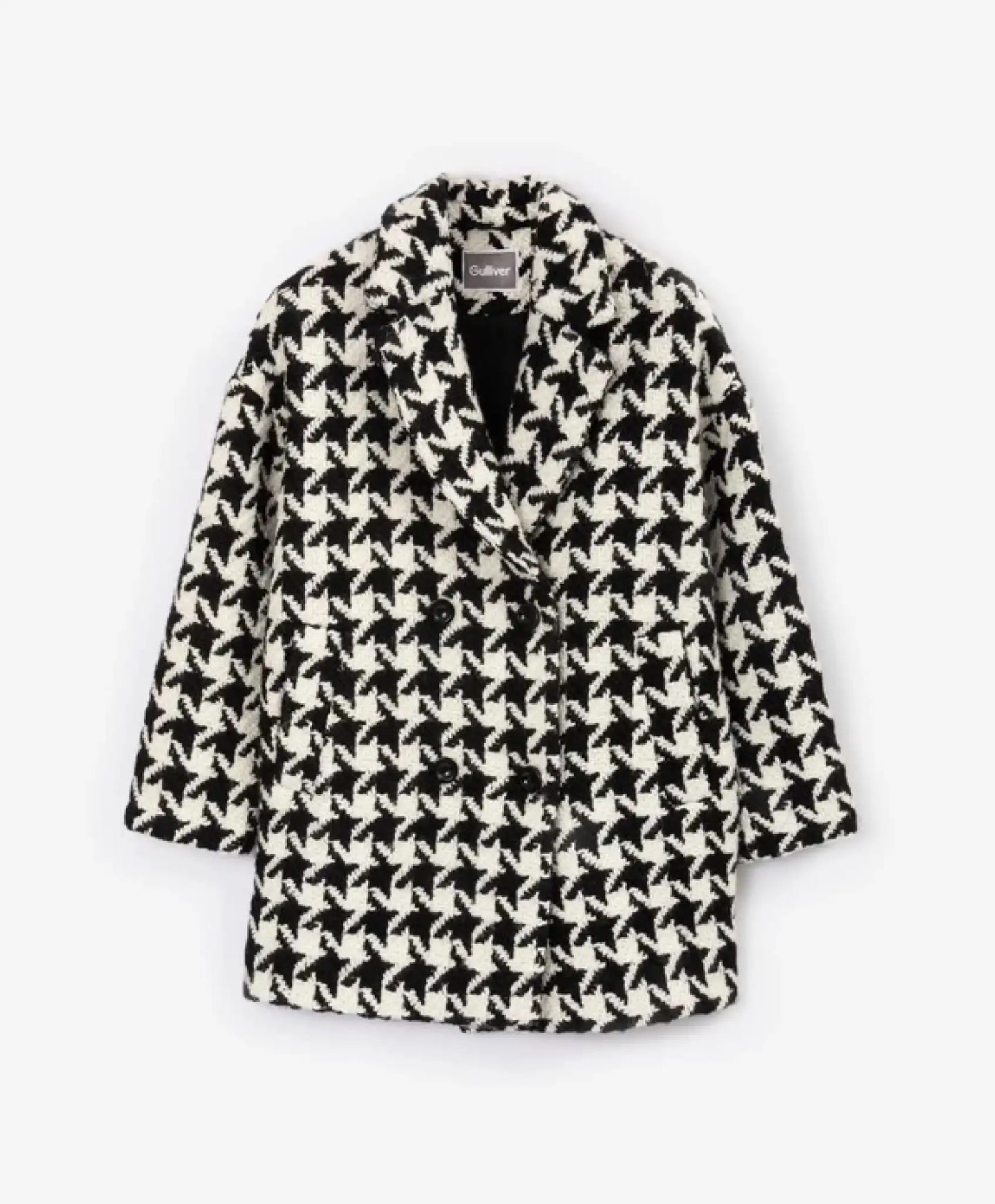Palton cu model "pie-de-poule", alb-negru pentru fete, Gulliver