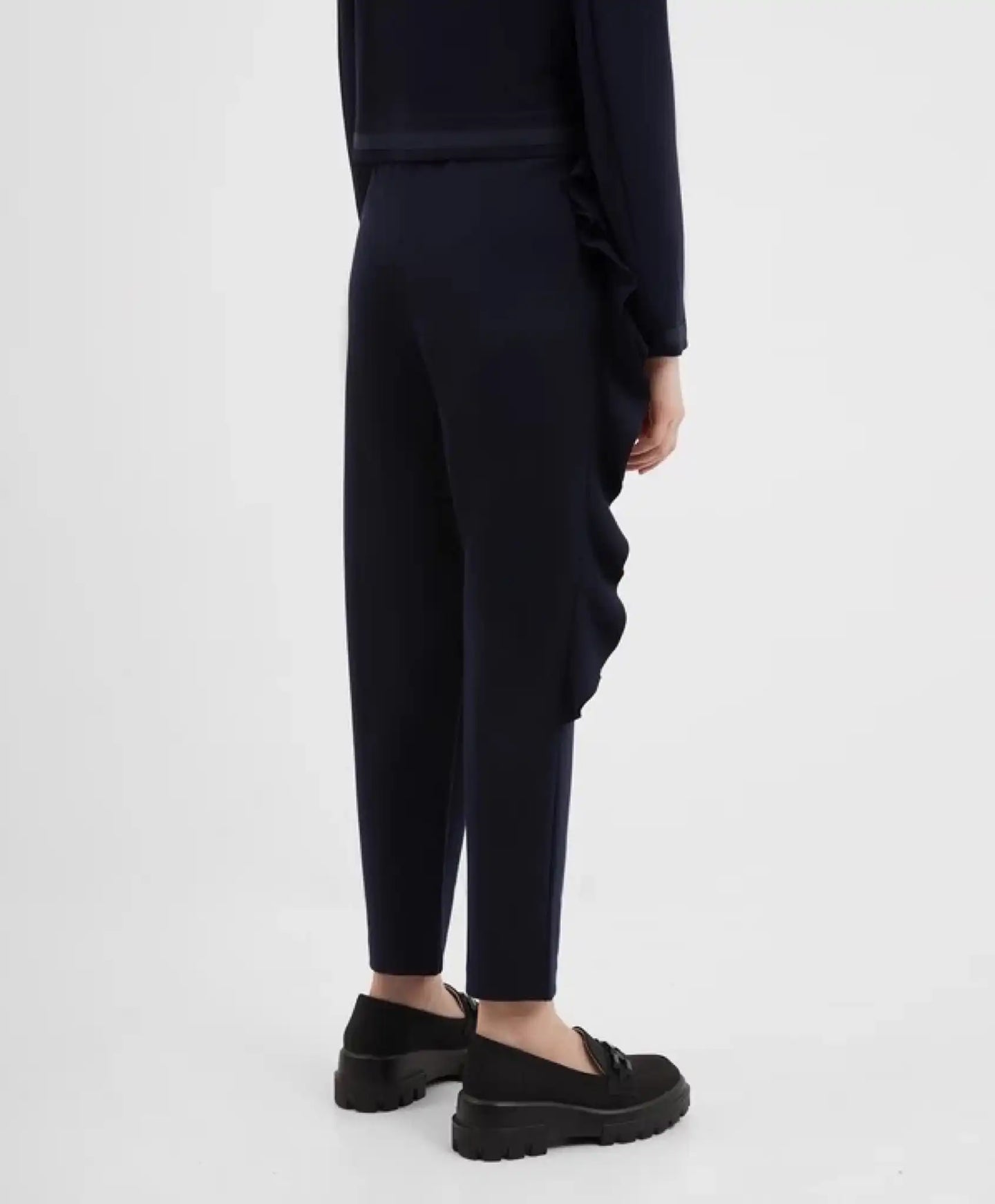 Pantaloni conici cu volane, albaștri, pentru fată, Gulliver