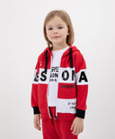 Червен суитшърт с качулка в стил колорблок с шрифтови принтове Gulliver