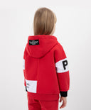 Червен суитшърт с качулка в стил колорблок с шрифтови принтове Gulliver