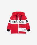 Червен суитшърт с качулка в стил колорблок с шрифтови принтове Gulliver