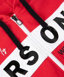 Червен суитшърт с качулка в стил колорблок с шрифтови принтове Gulliver