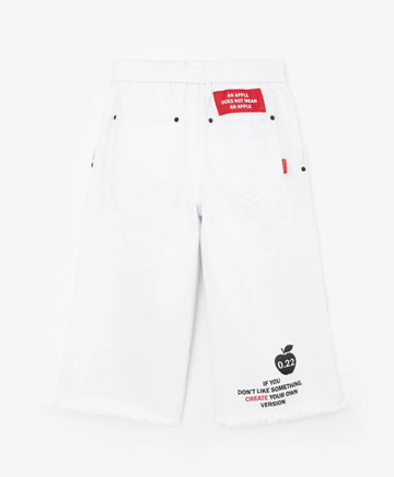 Blugi cu craci largi și imprimeu tipografic, albi, Gulliver