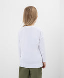 Бяла блуза с дълъг ръкав свободна кройка с принт и емблема Gulliver