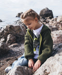 Бяла блуза с дълъг ръкав свободна кройка с принт и емблема Gulliver