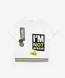 Бяла тениска с принт и емблеми Gulliver