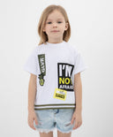 Бяла тениска с принт и емблеми Gulliver