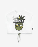 Бял скъсен топ с паднало рамо и принт Gulliver