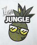 Бял скъсен топ с паднало рамо и принт Gulliver