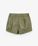 Шорти от еко кожа с колан от лента в цвят хаки Gulliver