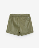 Шорти от еко кожа с колан от лента в цвят хаки Gulliver