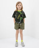 Шорти от еко кожа с колан от лента в цвят хаки Gulliver