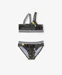 Асиметричен бански костюм от две части с принт в цвят хаки Gulliver