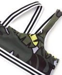 Асиметричен бански костюм от две части с принт в цвят хаки Gulliver