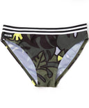 Асиметричен бански костюм от две части с принт в цвят хаки Gulliver