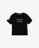 Черна тениска с фотопринт и емблеми Gulliver