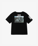 Черна тениска с фотопринт и емблеми Gulliver