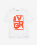 Бяла тениска с къс ръкав и голям контрастен принт Gulliver