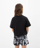 Овърсайз тениска с паднало рамо и принт черна Gulliver