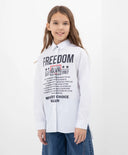 Cămașă largă cu umăr căzut și detalii prelungite pe spate, albă, Gulliver