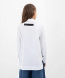 Cămașă largă cu umăr căzut și detalii prelungite pe spate, albă, Gulliver