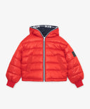 Jachetă cu glugă, blană sintetică și umeri lăsați roșie de la Gulliver