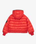 Jachetă cu glugă, blană sintetică și umeri lăsați roșie de la Gulliver