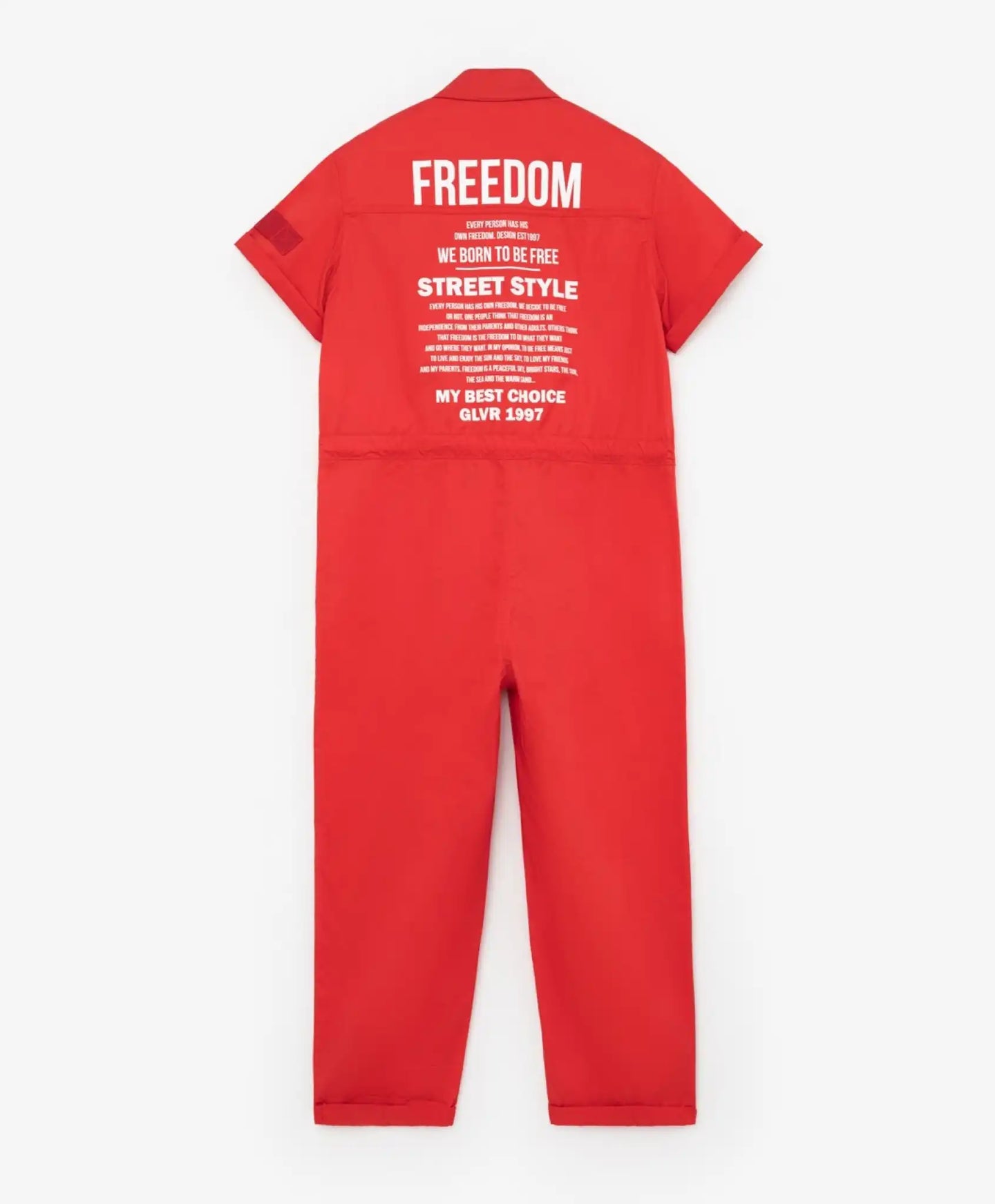 Salopetă cu mânecă scurtă și inscripție, roșie, Gulliver